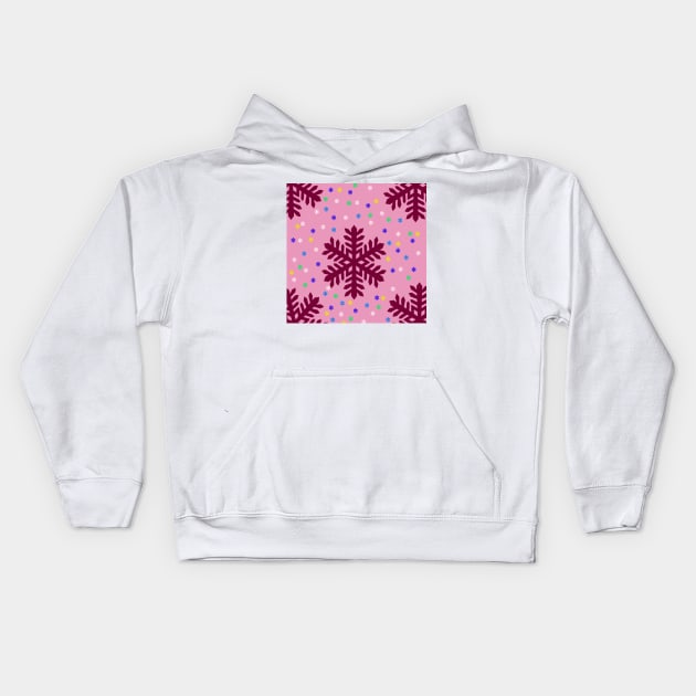 red marron colorful snowflakes background Kids Hoodie by Artistic_st